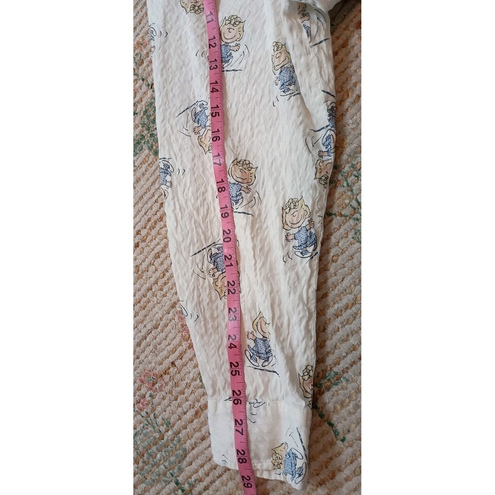 Aerie Peanuts Sally Brown Lounge Button-Up Shirt White Seersucker Sz L Oversized - Picture 9 of 9